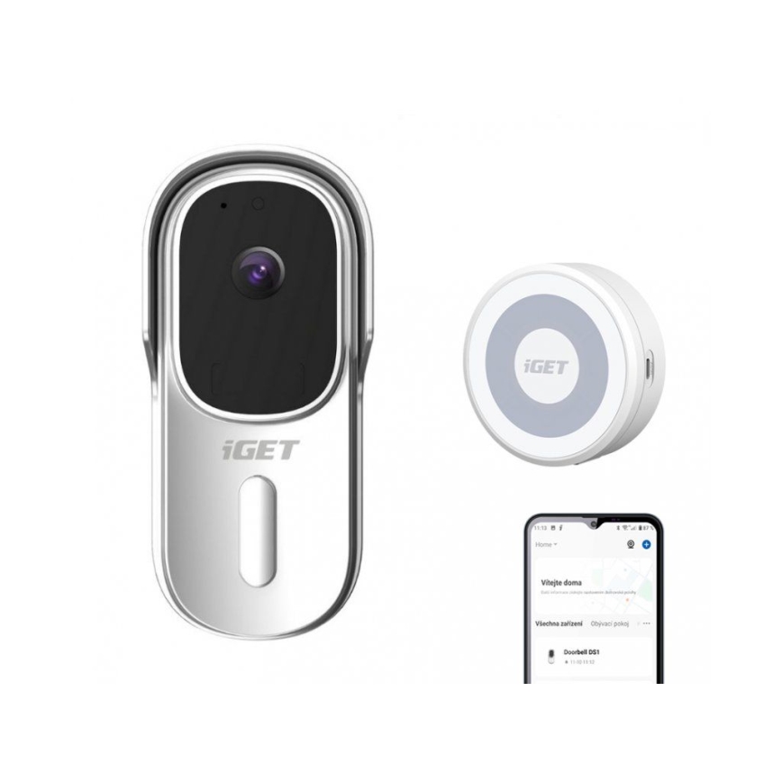 Campainha vídeo com sensor de movimento Full HD 1080p IP65 Wi-Fi branco + altifalante