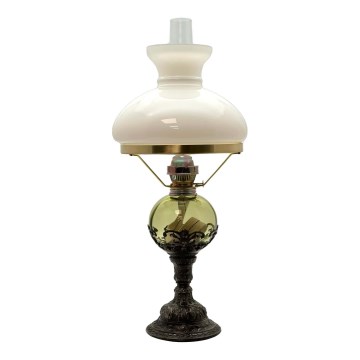 Candeeiro a óleo DRAHOMÍRA 50 cm verde floresta decorado com estanho