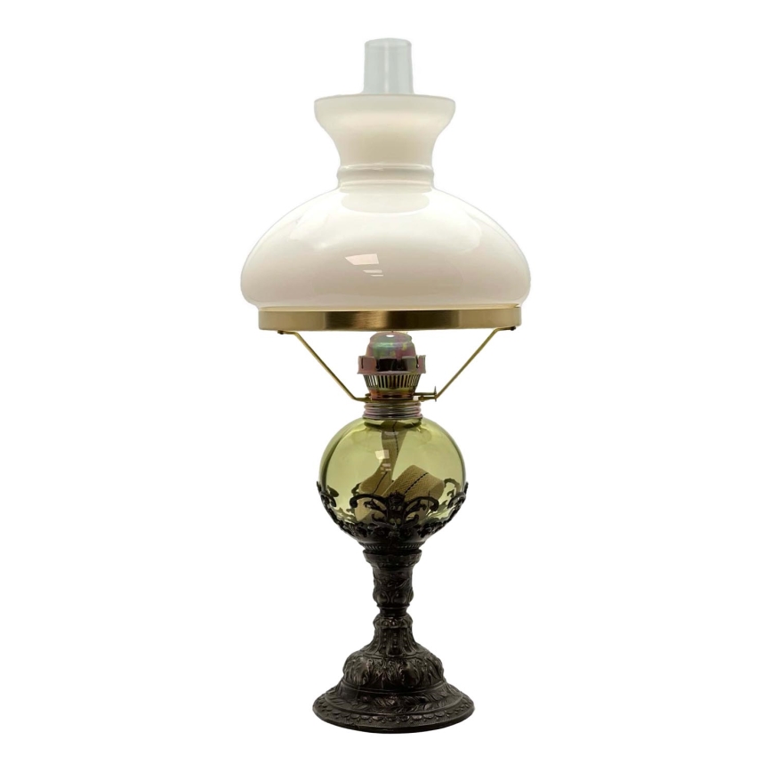 Candeeiro a óleo DRAHOMÍRA 50 cm verde floresta decorado com estanho