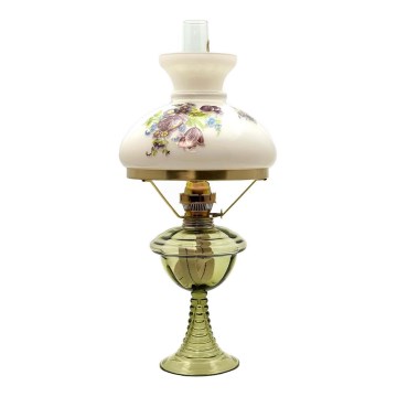 Candeeiro a óleo JASMÍNA 50 cm verde floresta com abajur floral