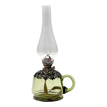 Candeeiro a óleo LUCIE 35 cm verde floresta decorado com estanho