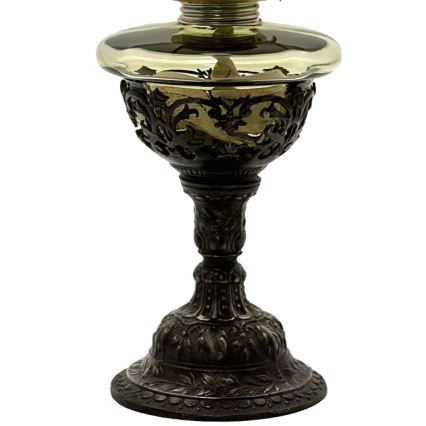 Candeeiro a óleo RŮŽENA 50 cm verde floresta decorado com estanho