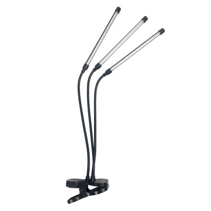 LED Regulação flexible candeeiro de mesa com clipe para o cultivo de plantas VITARO 3xLED/10W/230V preto