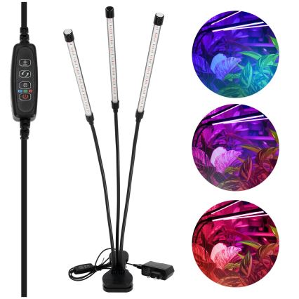 LED Regulação flexible candeeiro de mesa com clipe para o cultivo de plantas VITARO 3xLED/10W/230V preto