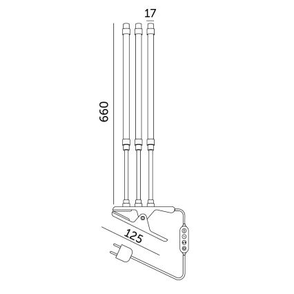 LED Regulação flexible candeeiro de mesa com clipe para o cultivo de plantas VITARO 3xLED/10W/230V preto