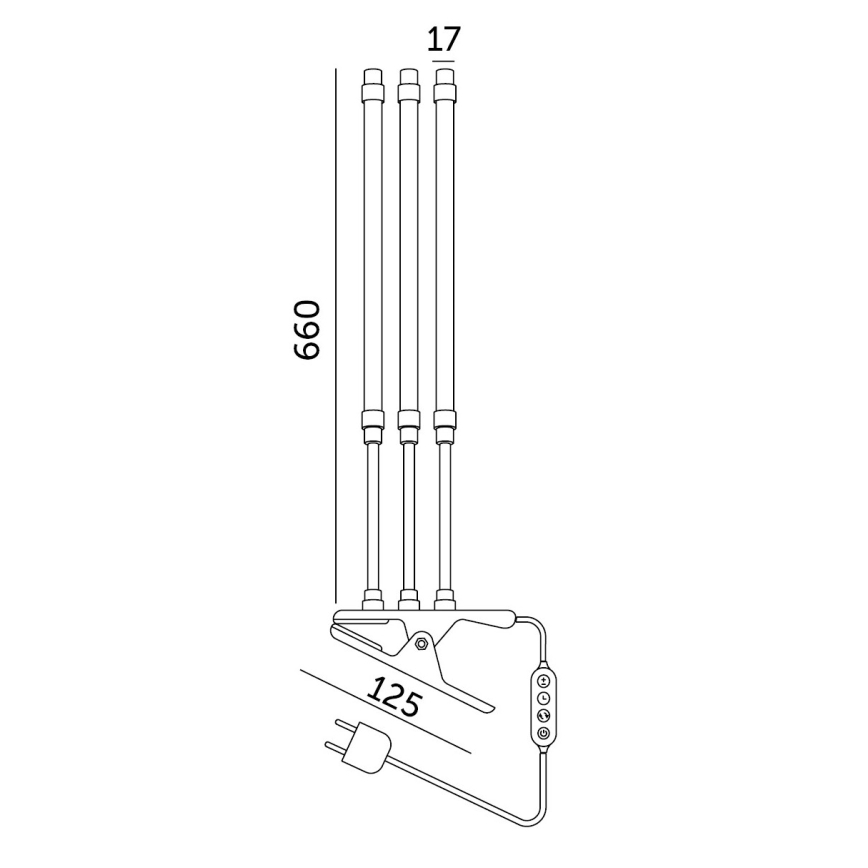LED Regulação flexible candeeiro de mesa com clipe para o cultivo de plantas VITARO 3xLED/10W/230V preto