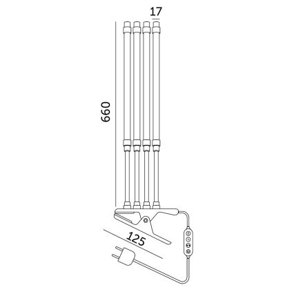 LED Regulação flexible candeeiro de mesa com clipe para o cultivo de plantas VITARO 4xLED/10W/230V preto