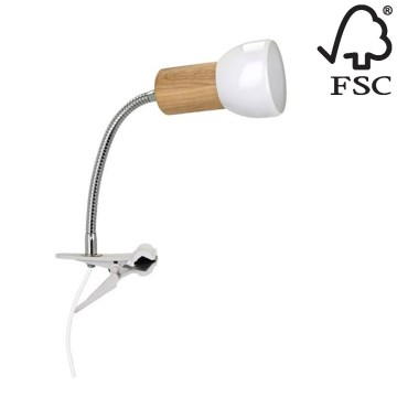 Candeeiro com um clip SVENDA 1xE27/60W/230V carvalho - certificado por FSC