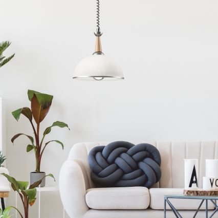Candeeiro de altura ajustável CHIARA 1xE27/60W/230V prateado/bege/faia