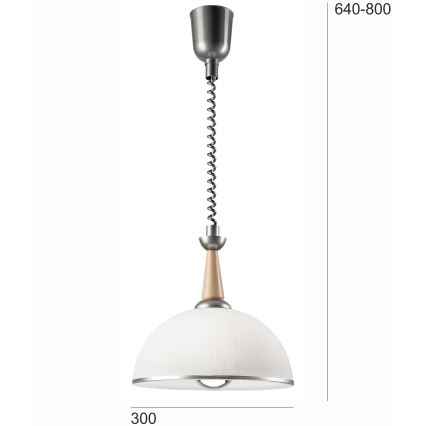 Candeeiro de altura ajustável CHIARA 1xE27/60W/230V prateado/bege/faia