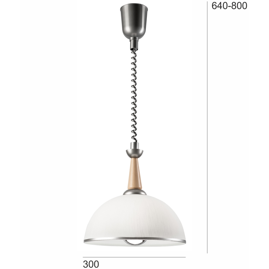 Candeeiro de altura ajustável CHIARA 1xE27/60W/230V prateado/bege/faia