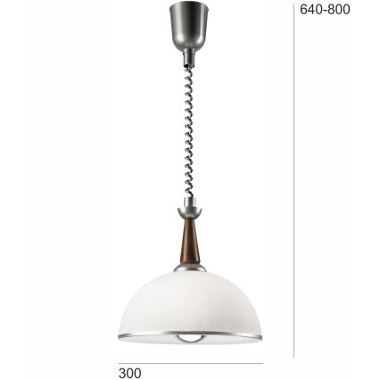 Candeeiro de altura ajustável CHIARA 1xE27/60W/230V prateado/castanho escuro/faia