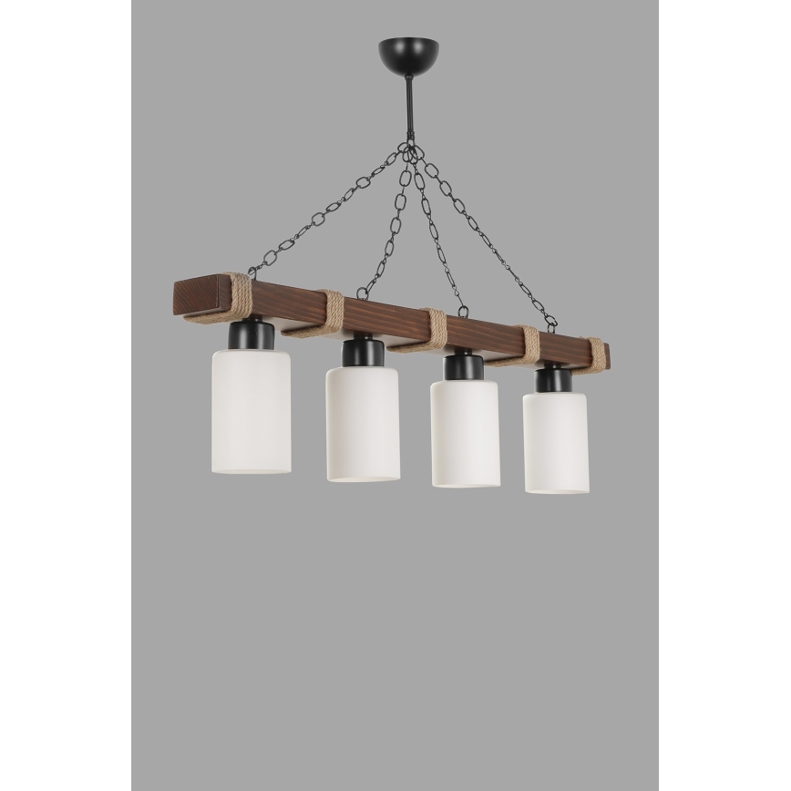 Candeeiro de cadeado JASMIN 4xE27/40W/230V castanho/branco