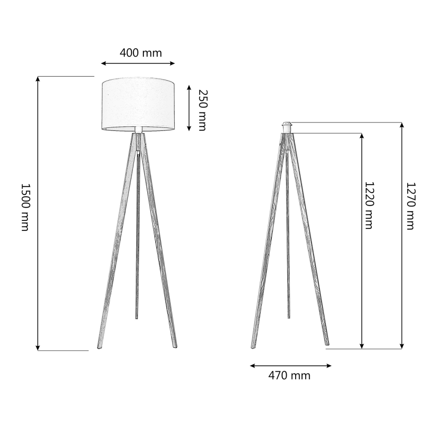 Candeeiro de chão ALBA 1xE27/15W/230V creme/pinho