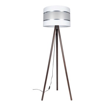 Candeeiro de chão CORAL 1xE27/60W/230V castanho/branco/cromado mate