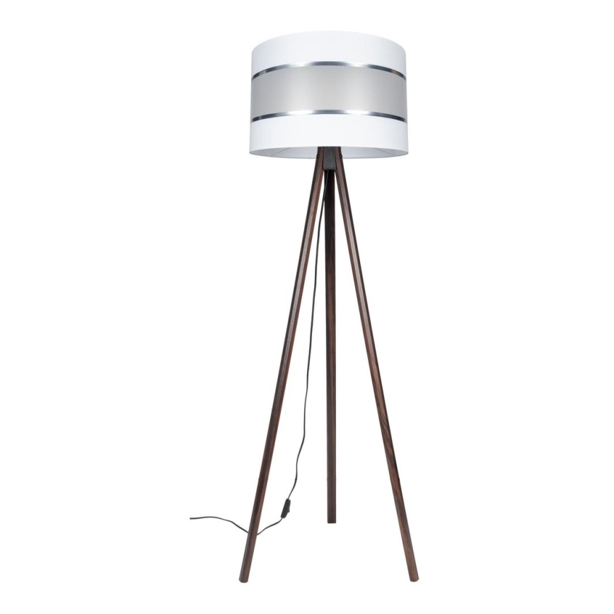 Candeeiro de chão CORAL 1xE27/60W/230V castanho/branco/cromado mate