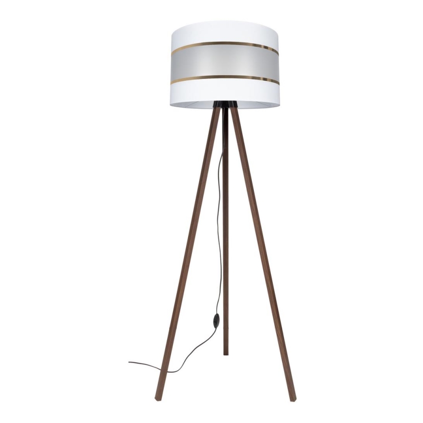 Candeeiro de chão CORAL 1xE27/60W/230V castanho/branco/dourado