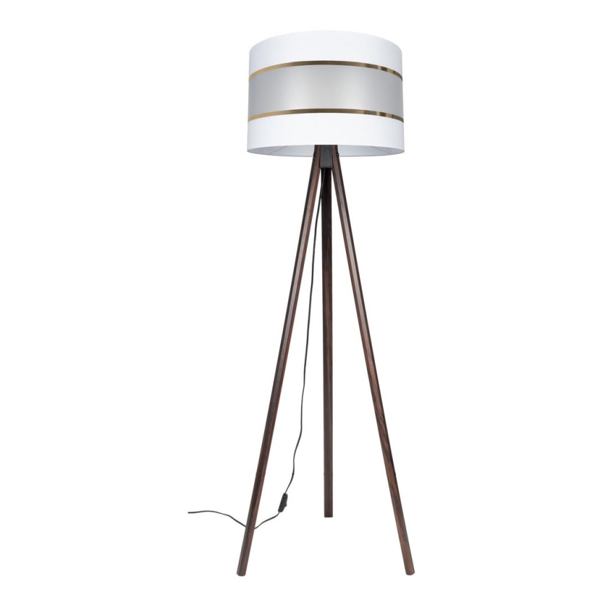 Candeeiro de chão CORAL 1xE27/60W/230V castanho/branco/dourado