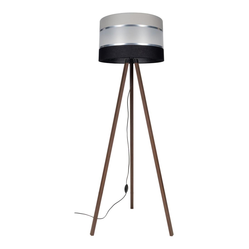 Candeeiro de chão CORAL 1xE27/60W/230V castanho/preto/cinzento/cromado mate