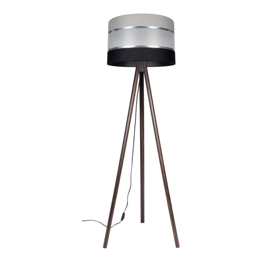 Candeeiro de chão CORAL 1xE27/60W/230V castanho/preto/cinzento/cromado mate