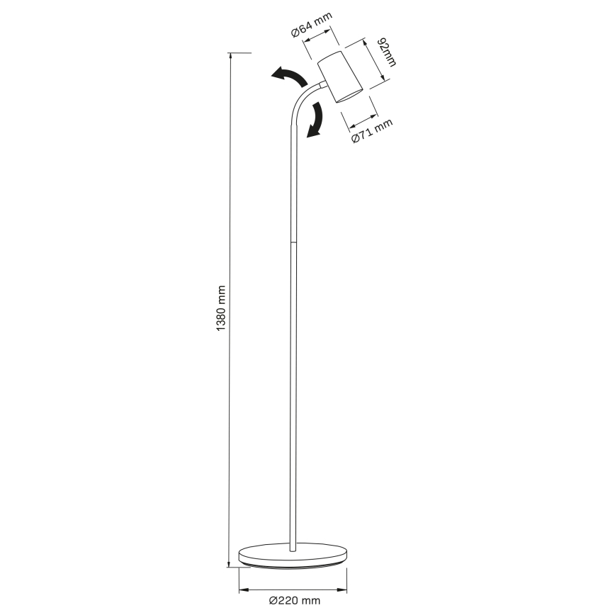 Candeeiro de chão FELIX 1xGU10/9W/230V preto