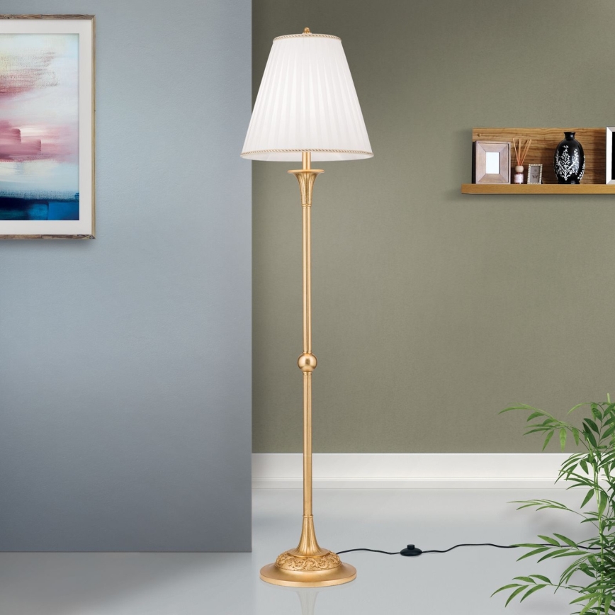 Candeeiro de chão FONSA 1xE27/60W/230V branco/dourado
