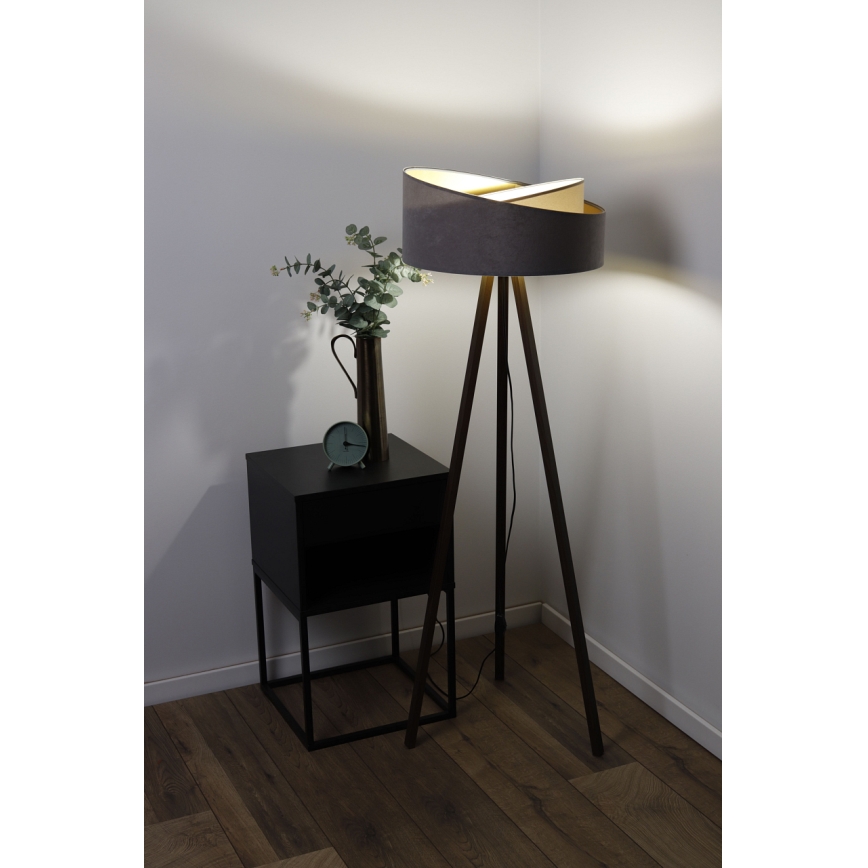 Candeeiro de chão GALAXY 1xE27/60W/230V cinzento/castanho
