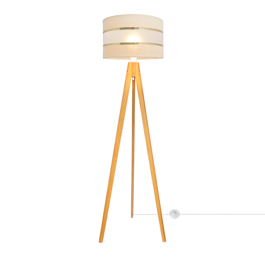 Candeeiro de chão HELEN 1xE27/15W/230V creme/dourada/carvalho