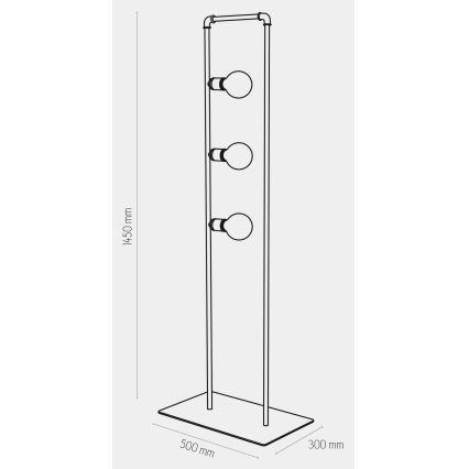 Candeeiro de chão HYDRIA 3xE27/60W/230V preto