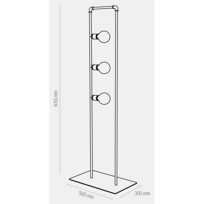 Candeeiro de chão HYDRIA 3xE27/60W/230V preto