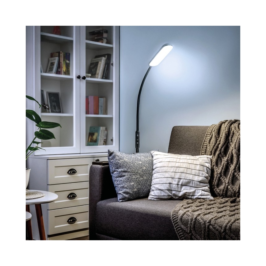 Candeeiro de chão LED com regulação TEILO LED/10W/230V 3000/4000/6500K preto + comando