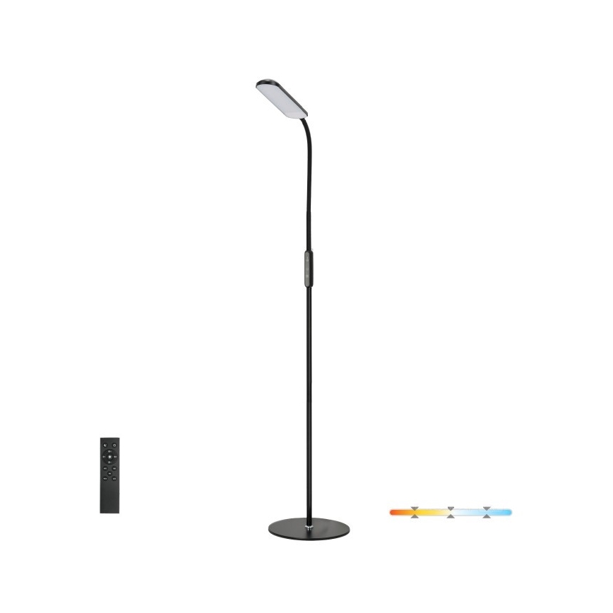 Candeeiro de chão LED com regulação TEILO LED/10W/230V 3000/4000/6500K preto + comando