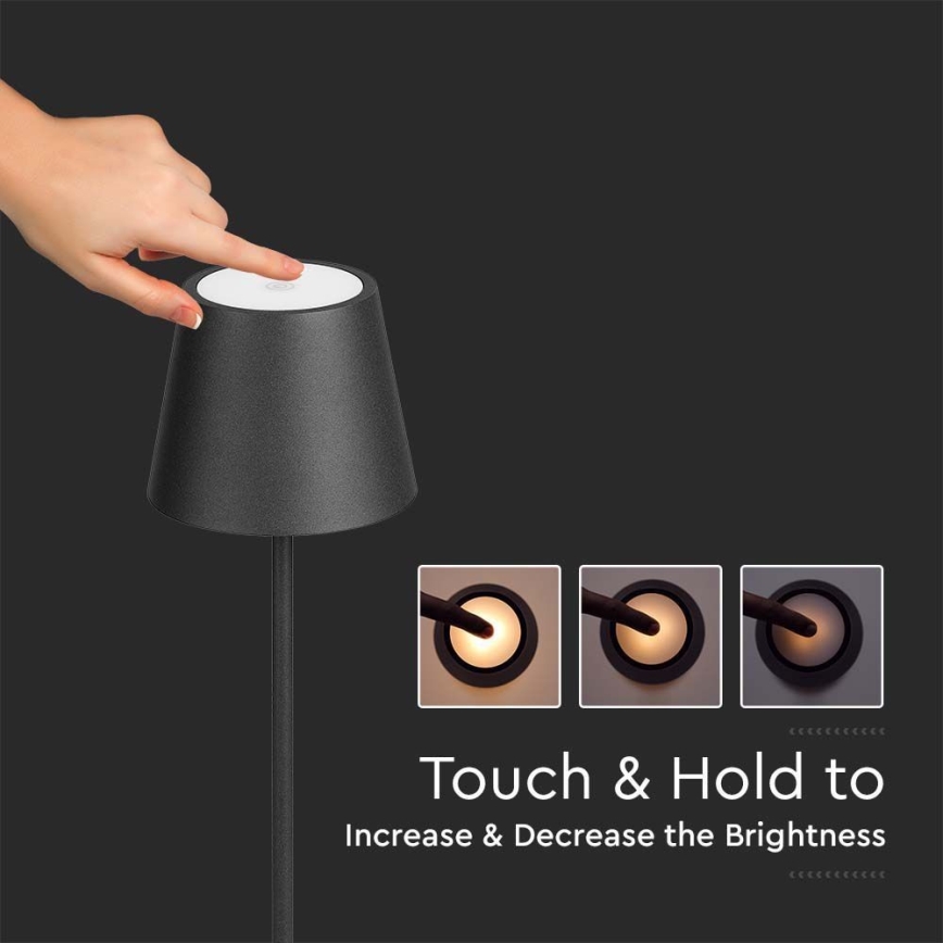 Candeeiro de chão LED recarregável com regulação 3em1 LED/4W/5V 4400 mAh 3000K IP54 preto