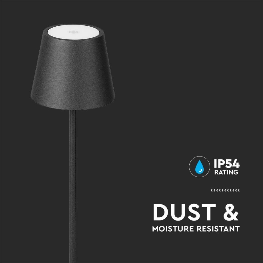 Candeeiro de chão LED recarregável com regulação 3em1 LED/4W/5V 4400 mAh 3000K IP54 preto