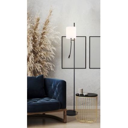 Candeeiro de chão LED TOKYO 1xE27/40W/230V + LED/3W preto/branco