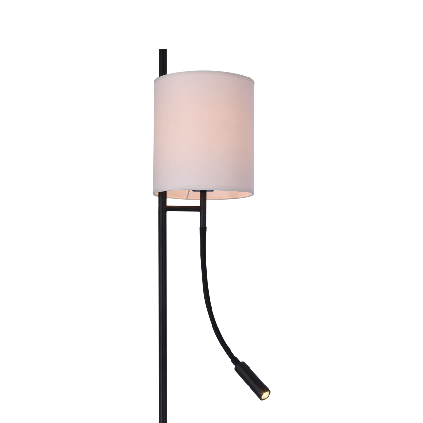 Candeeiro de chão LED TOKYO 1xE27/40W/230V + LED/3W preto/branco