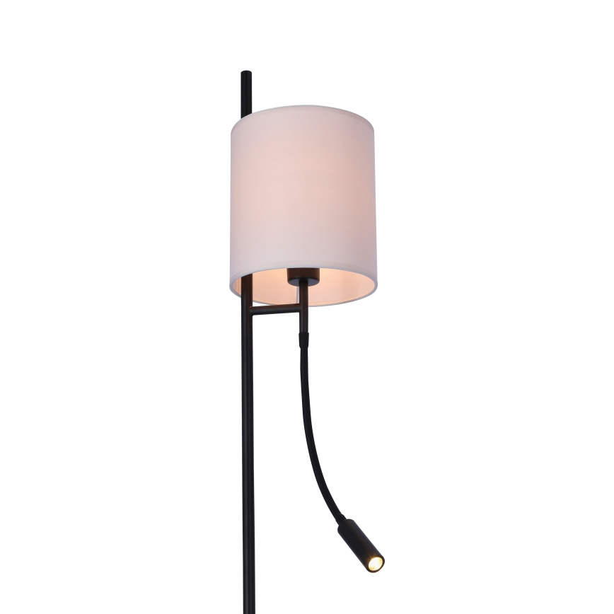 Candeeiro de chão LED TOKYO 1xE27/40W/230V + LED/3W preto/branco
