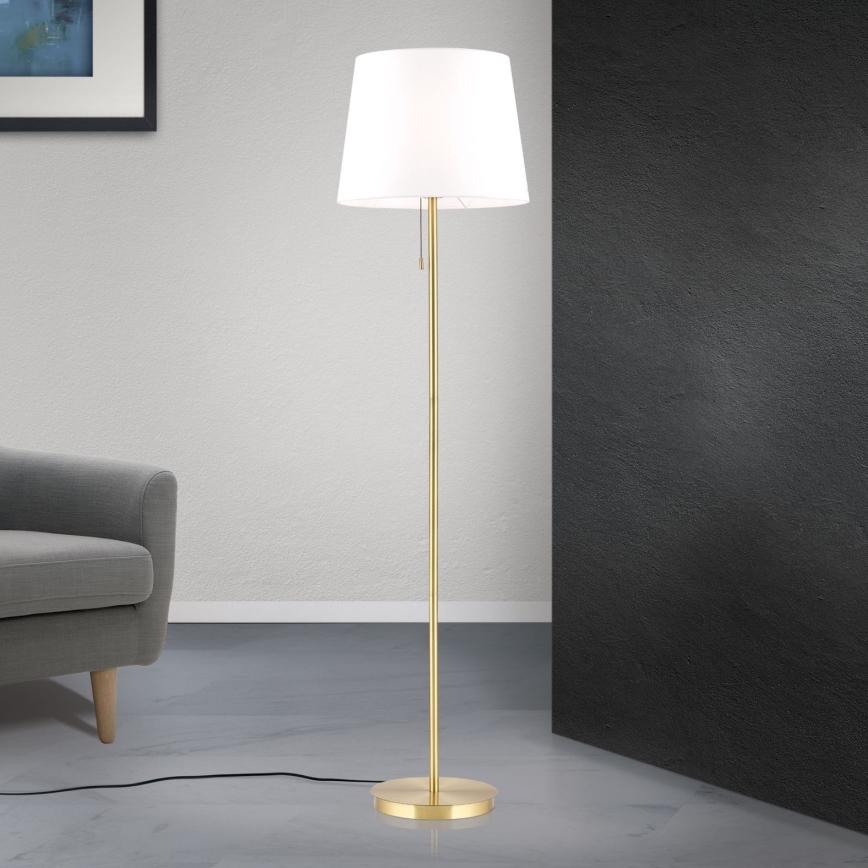 Candeeiro de chão LUDWIG 1xE27/40W/230V branco/dourado