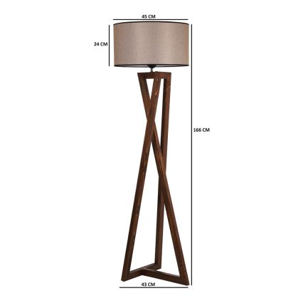 Candeeiro de chão MACKA 1xE27/60W/230V bege/castanho
