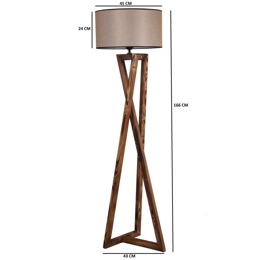 Candeeiro de chão MACKA 1xE27/60W/230V bege/castanho