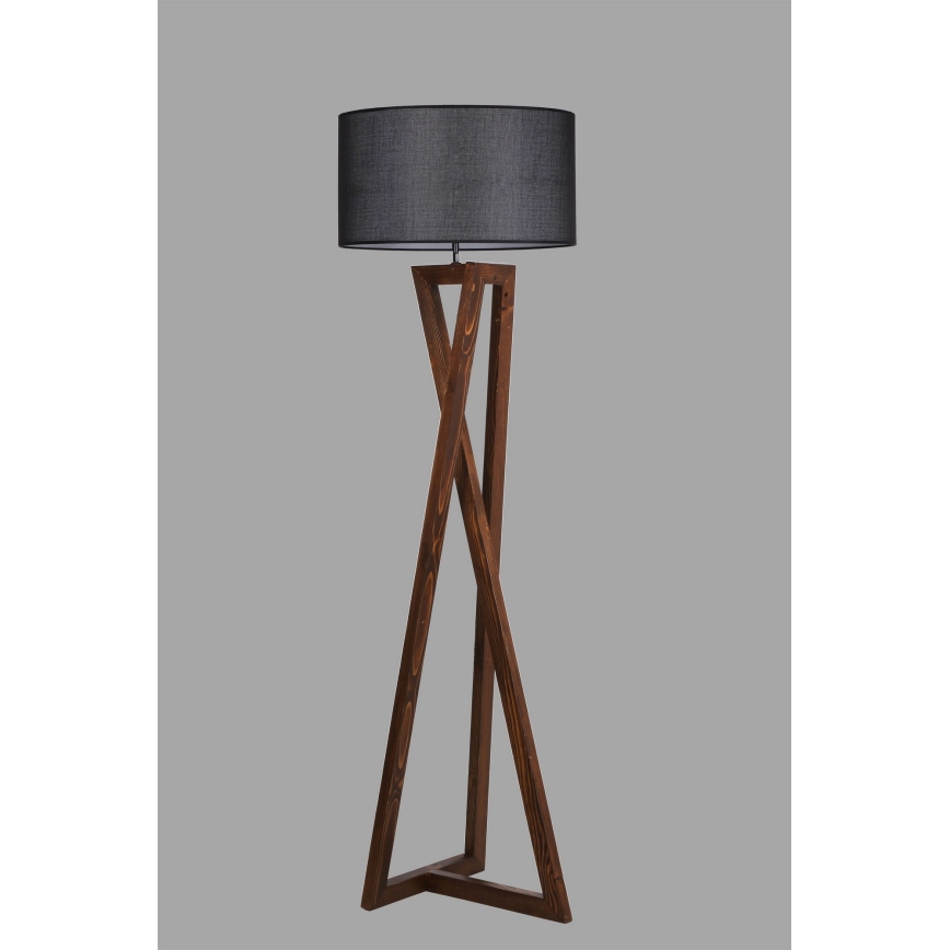 Candeeiro de chão MACKA 1xE27/60W/230V preto/castanho