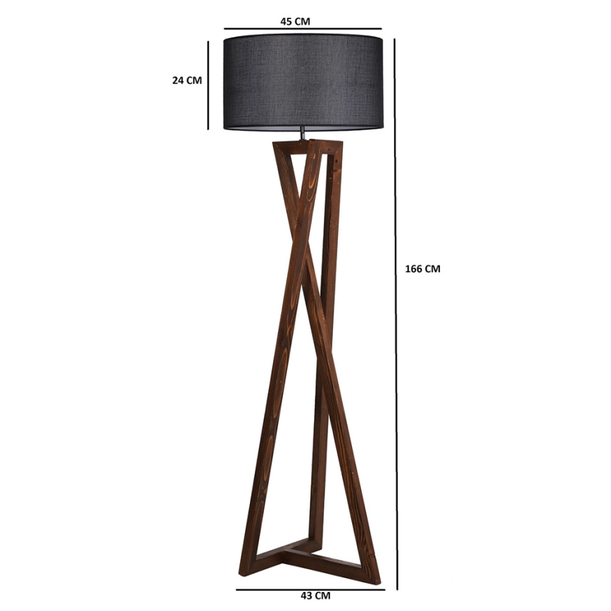 Candeeiro de chão MACKA 1xE27/60W/230V preto/castanho