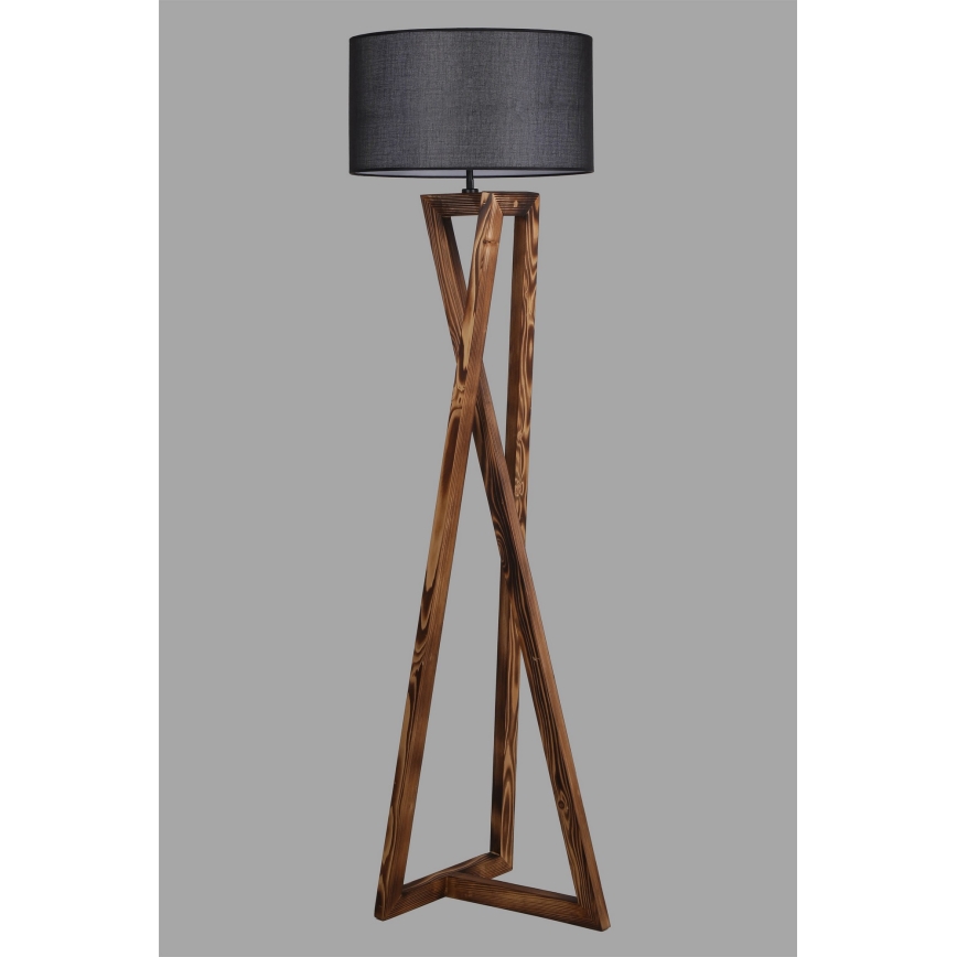 Candeeiro de chão MACKA 1xE27/60W/230V preto/castanho