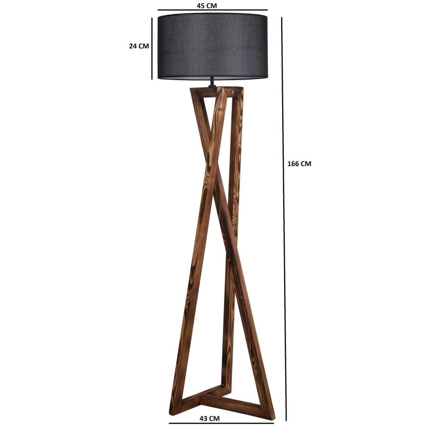 Candeeiro de chão MACKA 1xE27/60W/230V preto/castanho