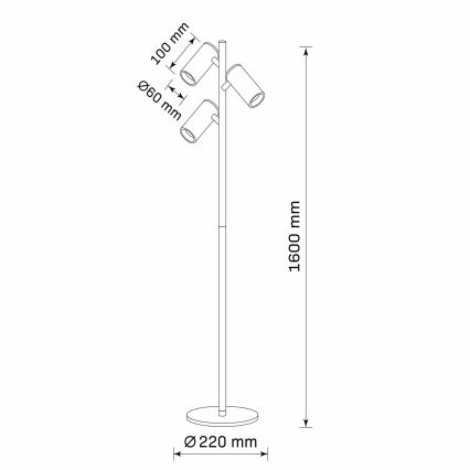 Candeeiro de chão MARIBEL 3xGU10/12W/230V preto
