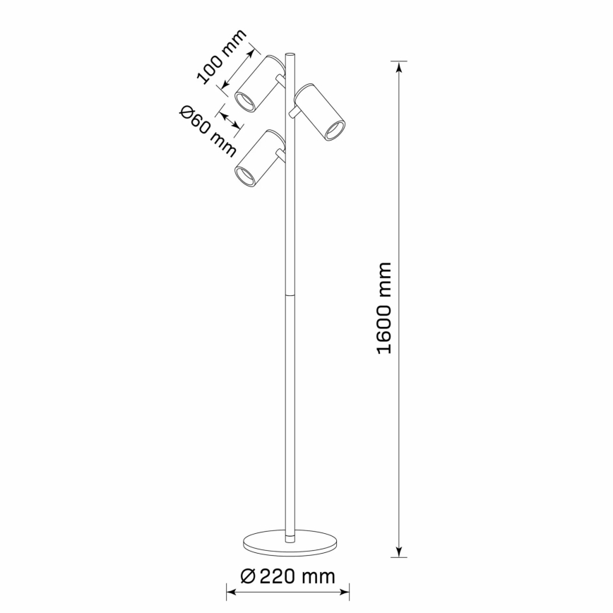 Candeeiro de chão MARIBEL 3xGU10/12W/230V preto