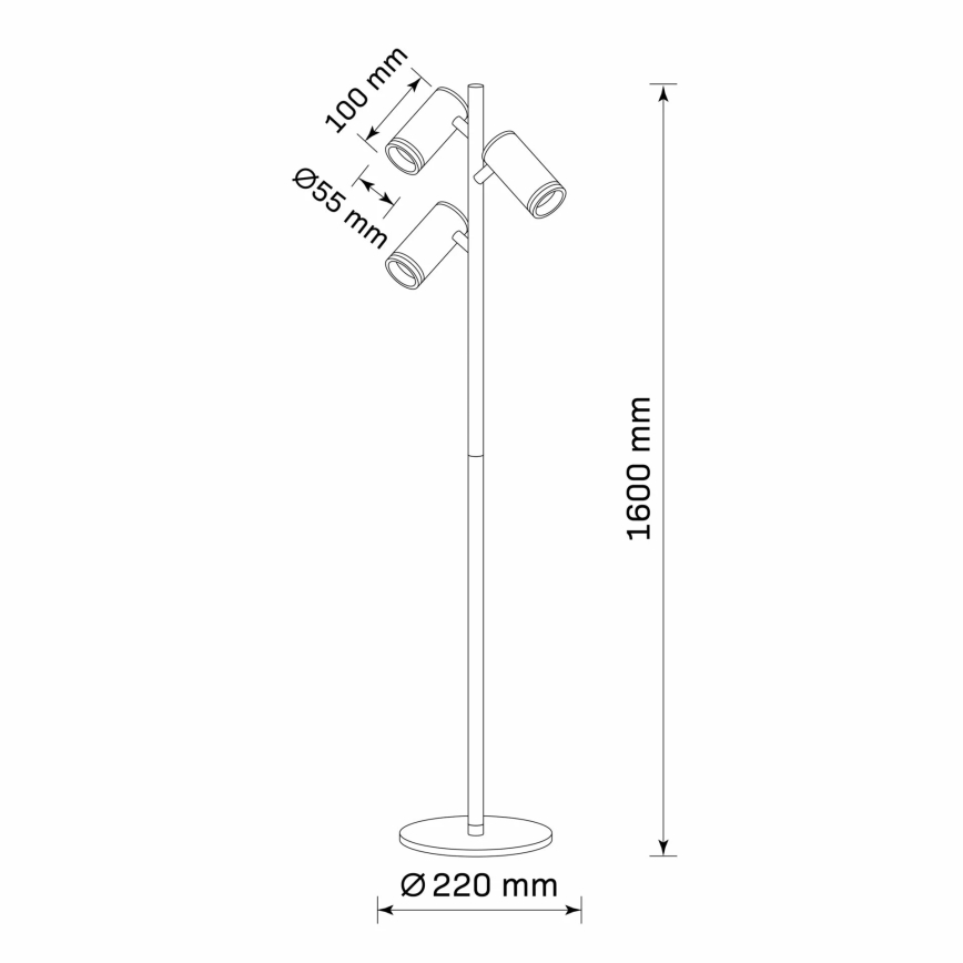 Candeeiro de chão PARIS 3xGU10/12W/230V preto