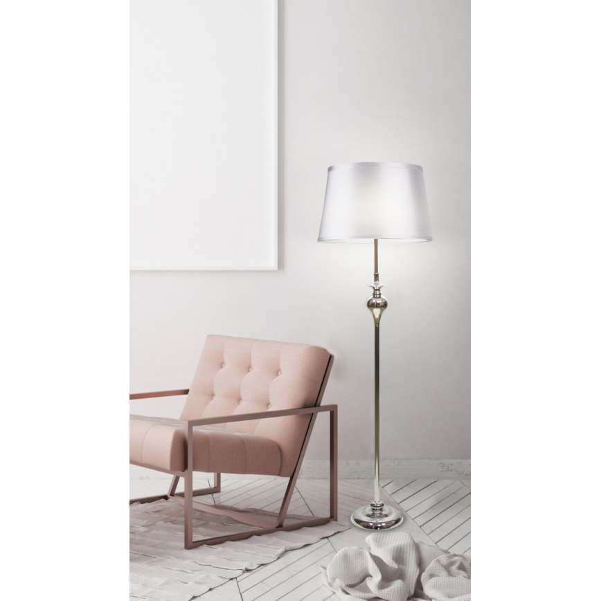 Candeeiro de chão PRIMA 1xE27/60W/230V prateado/cromado brilhante