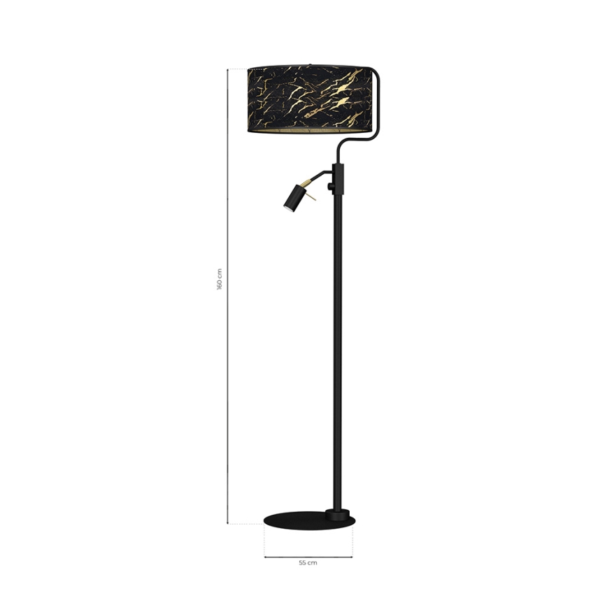 Candeeiro de chão SENSO 1xE27/40W/230V + 1xGU10/7W preto