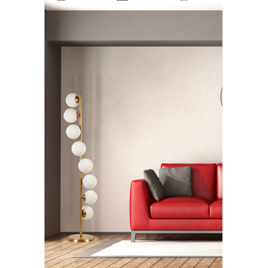 Candeeiro de chão SIMAY 8xE27/40W/230V dourado/branco